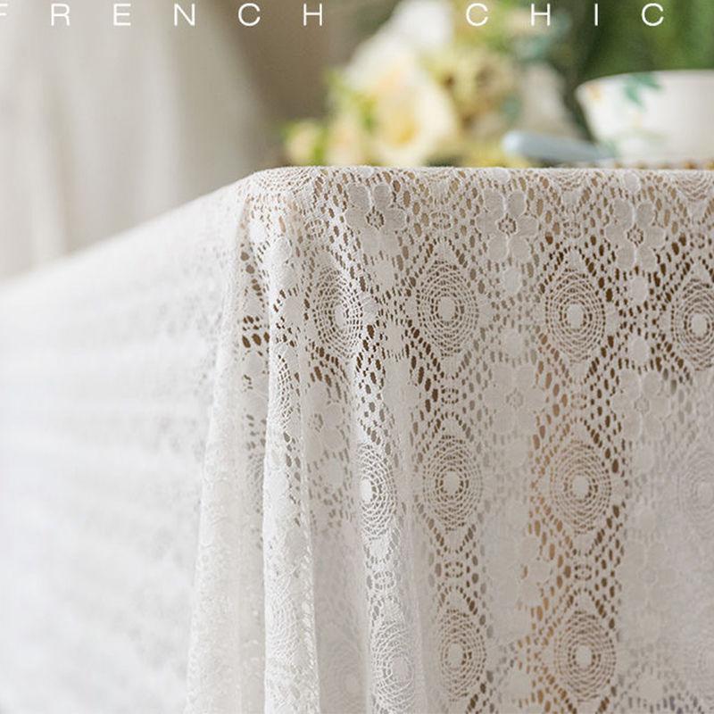 Elegant French Wheat and Floral Lace Tablecloth - RectangularTable Cover with Ruffled Edges, Ideal for Kitchen & Dining Decor, Dining Table Accessory