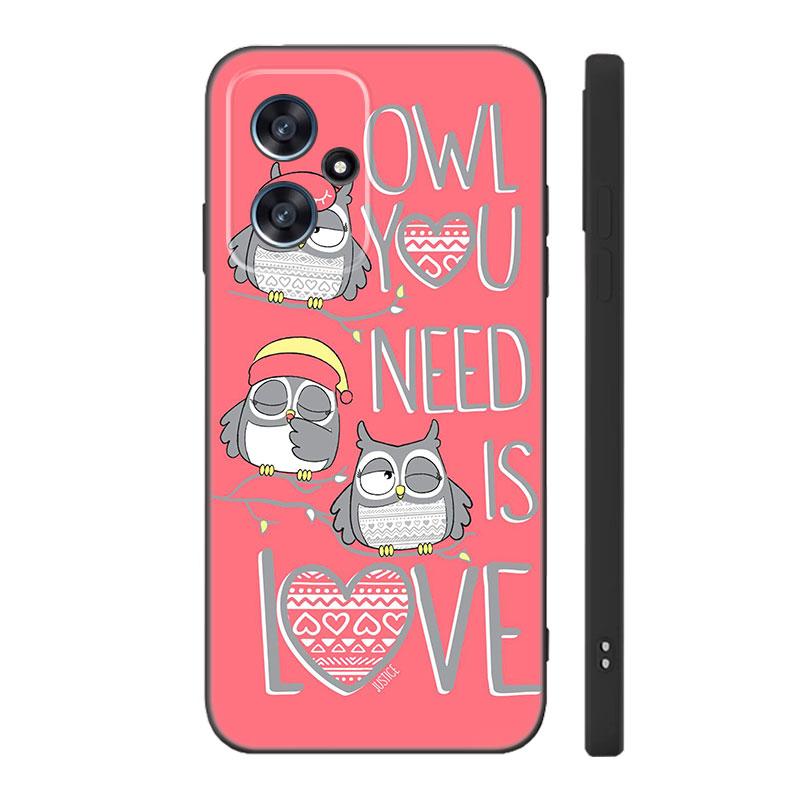 Lovely Cartoon Owl Black Silicone Phone Case For Xiaomi POCO X3 X4 NFC F3 F4 GT F5 M3 M4 M6 X5 X6 Pro 5G C55 C65 M5