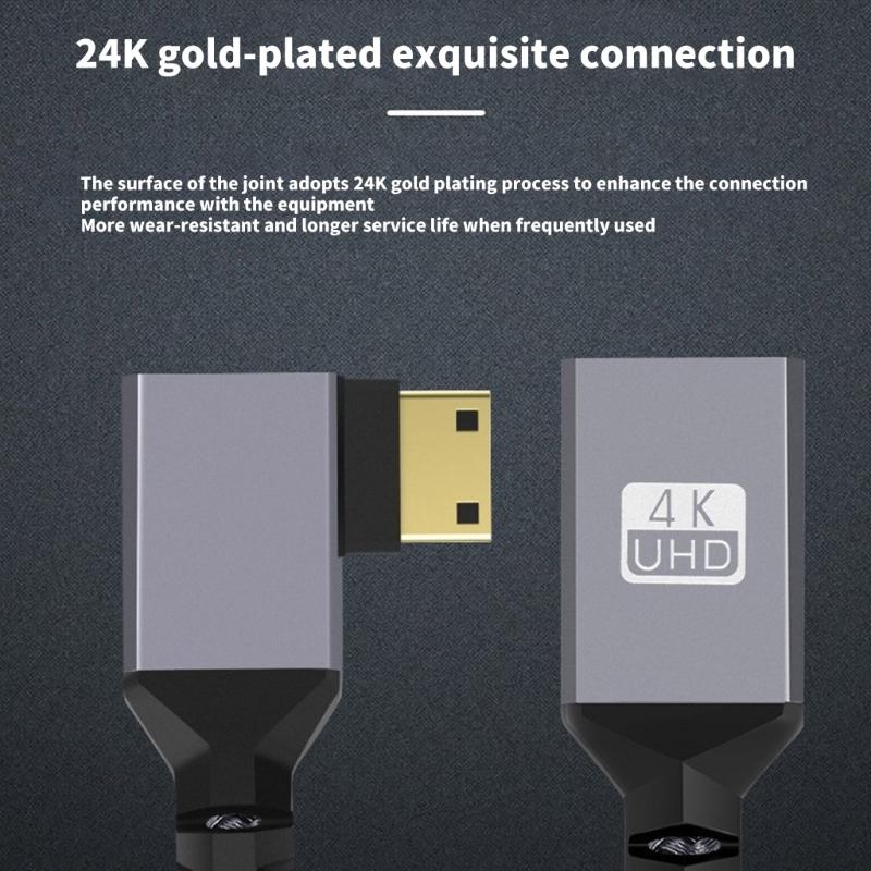 Compactly 90Degree Connectors Mini HDMIs To HDMIs Cord For Cameras Tablets Highly speed Data Transmission Accessories 15cm