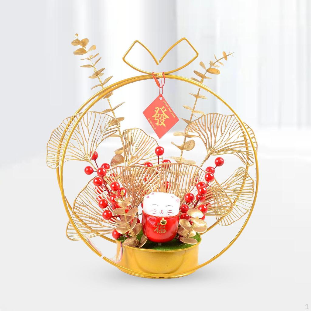 Chinese Year Ornaments Desk Night Light Lighted Artificial Potted Flower for Wedding