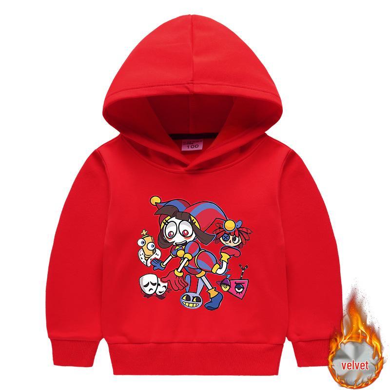New Style Velvet-Enhanced Hooded Sweatshirt Two-Piece Set for Boys and Girls - Thick Warm Clothing for Autumn and Winter