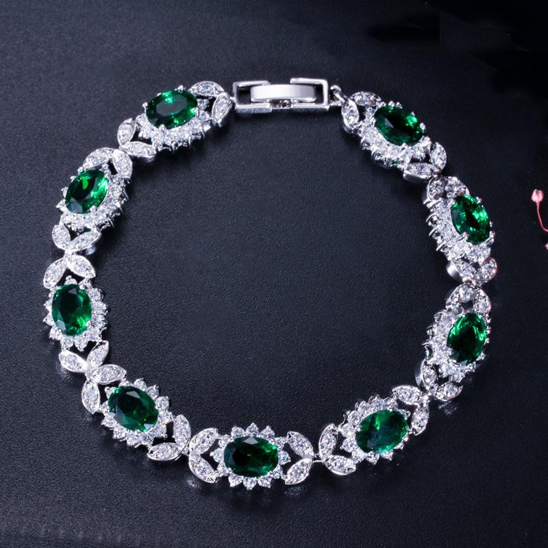 

Ювелирный цирконовый браслет зелёный