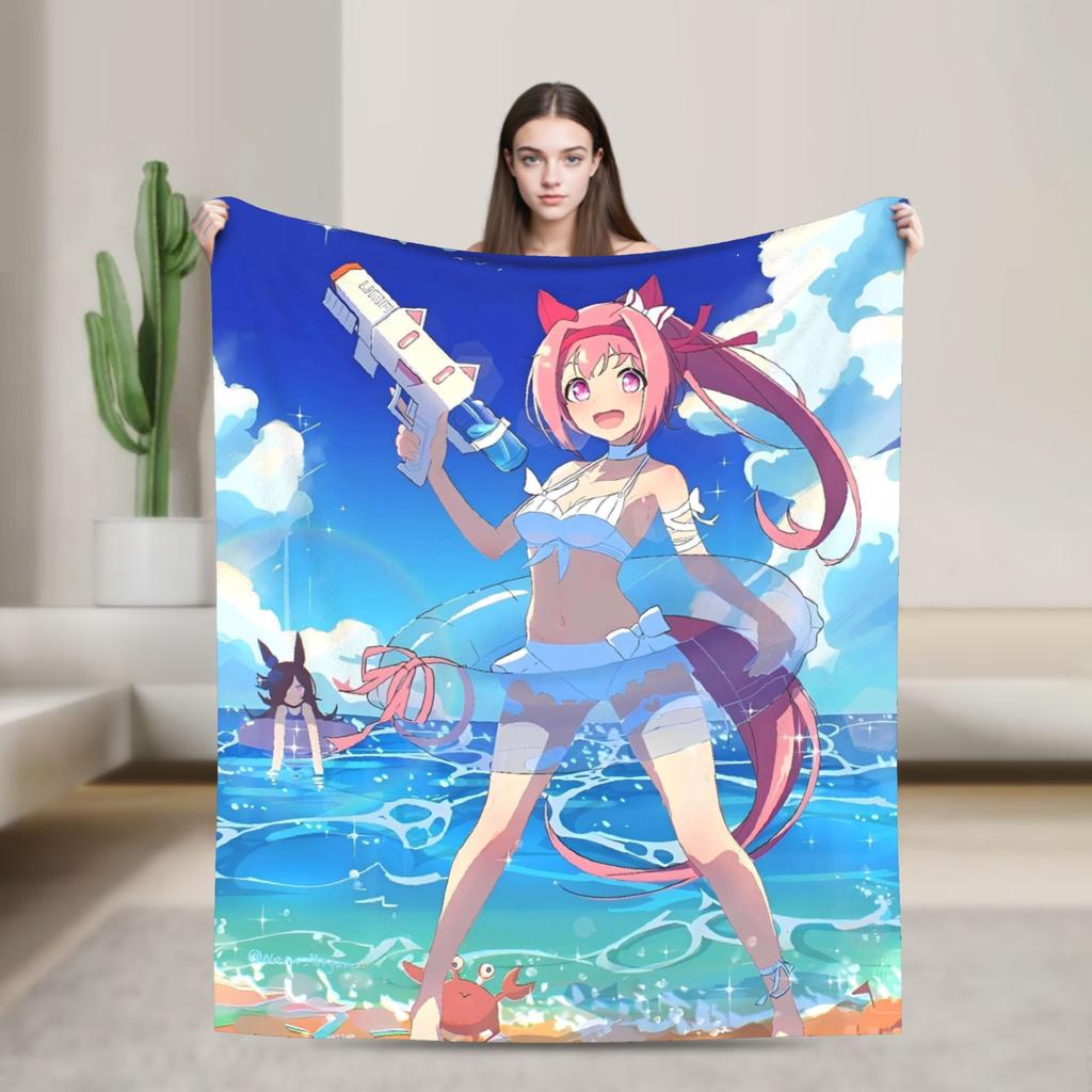 Umamusume Pretty Derby Haru Urara Warm Soft Blanket Airplane Travel Plush Throw Blanket Bedroom Flannel Bedspread Sofa Bed Cover