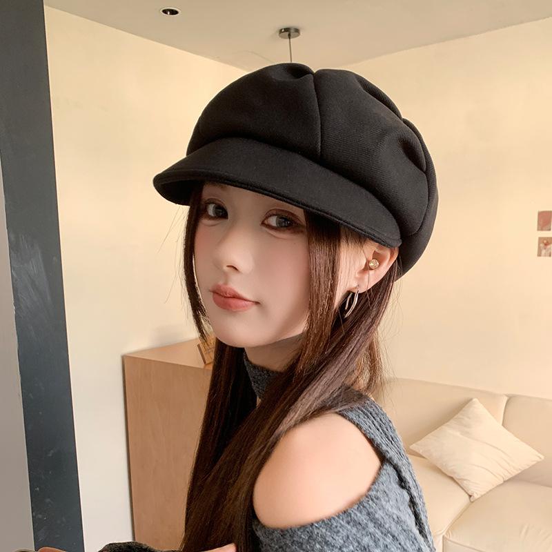 Korean Style Woolen Cloud Beret Hat for Women In Autumn and Winter Versatile Octagonal Hat Casual Fashion Literary Painter Hat