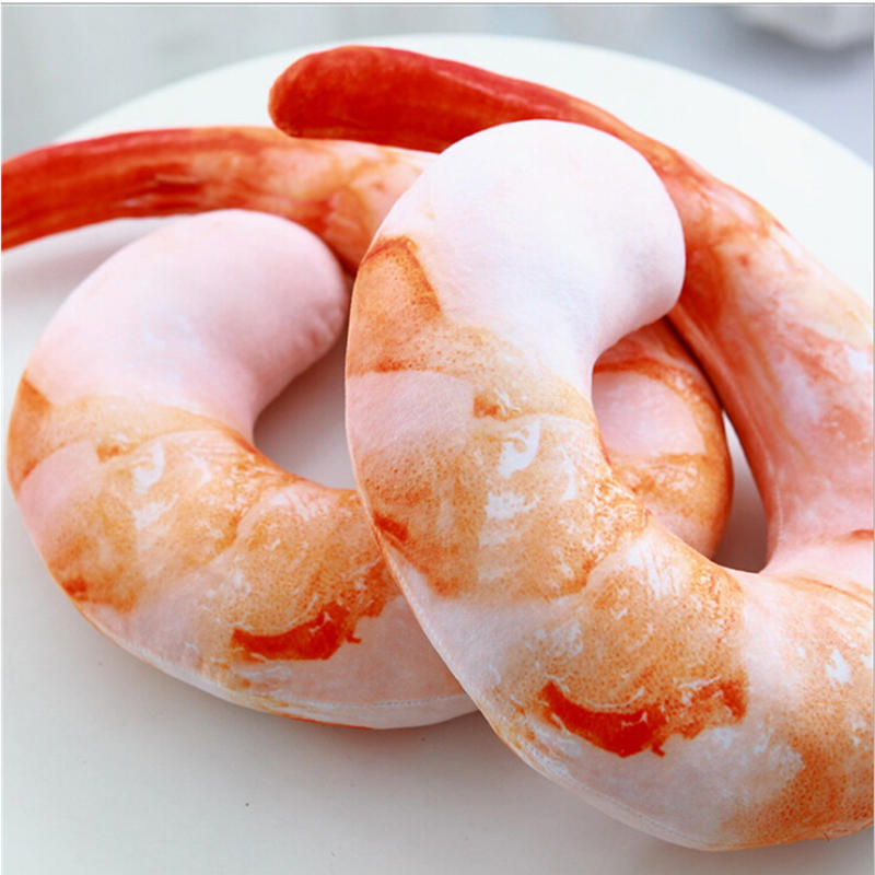 Peeled Prawns Stuffed Animals Plush Toys U Neck Pillow Shrimp Cushion Pillow