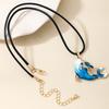 Rhinestones Dolphin Pendant Necklace for Women Adjustable Length Neckchain Choker Lightweight Comfortable Accessory