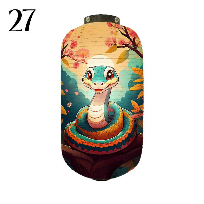 Japanese Style Cloth Lantern New Year Festival Mascots Zodiac Snake Printed Lantern Sushi Shop Bistro Restaurant Decor Ornaments