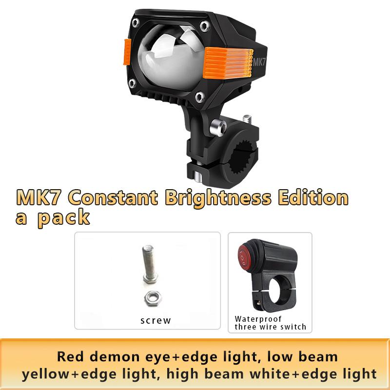 LED Motorcycle Auxiliary Spotlights Hi/Low Beams With Red Devil Eyes Driving Fog Lights for Truck Golf Cart SUV ATV 4X4 12V 24V