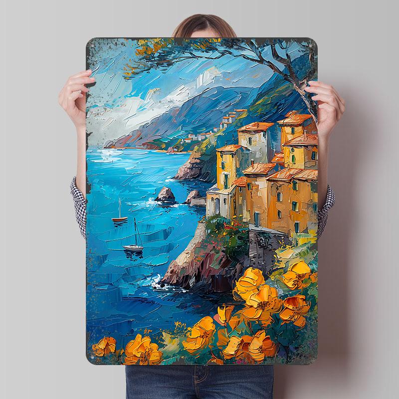 

Floral Coast Ocean Printed Poster Customized Wall Art Retro Vintage Metal Tin Signs for Interior Decoration Living Room Man Cave 7.9x11.8In(20x30cm)