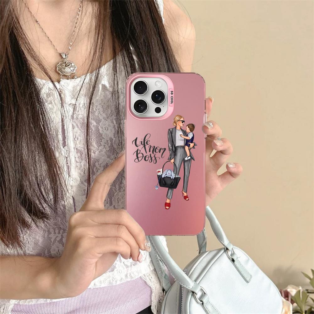 Super Dad Mom Baby Girl Phone Case For iPhone 16 15 14 13 12 11 Pro Max X XR XSMAX 8 7 Plus Matte Shockproof Back Cover