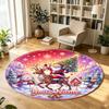 Christmas (86) Theme Circular Crystal Velvet Carpet Customized Name & Text Round Soft Floor Rug For Living Room Bedroom Decor