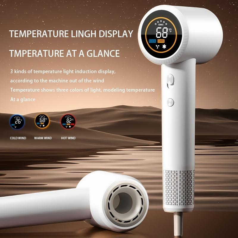 1600W High‑Speed Hair Dryer Digital Display NTC Constant Temp 6‑Gear Hot‑Cold Cycle Double Overheat Protection Magnetic Nozzle for Home Salon