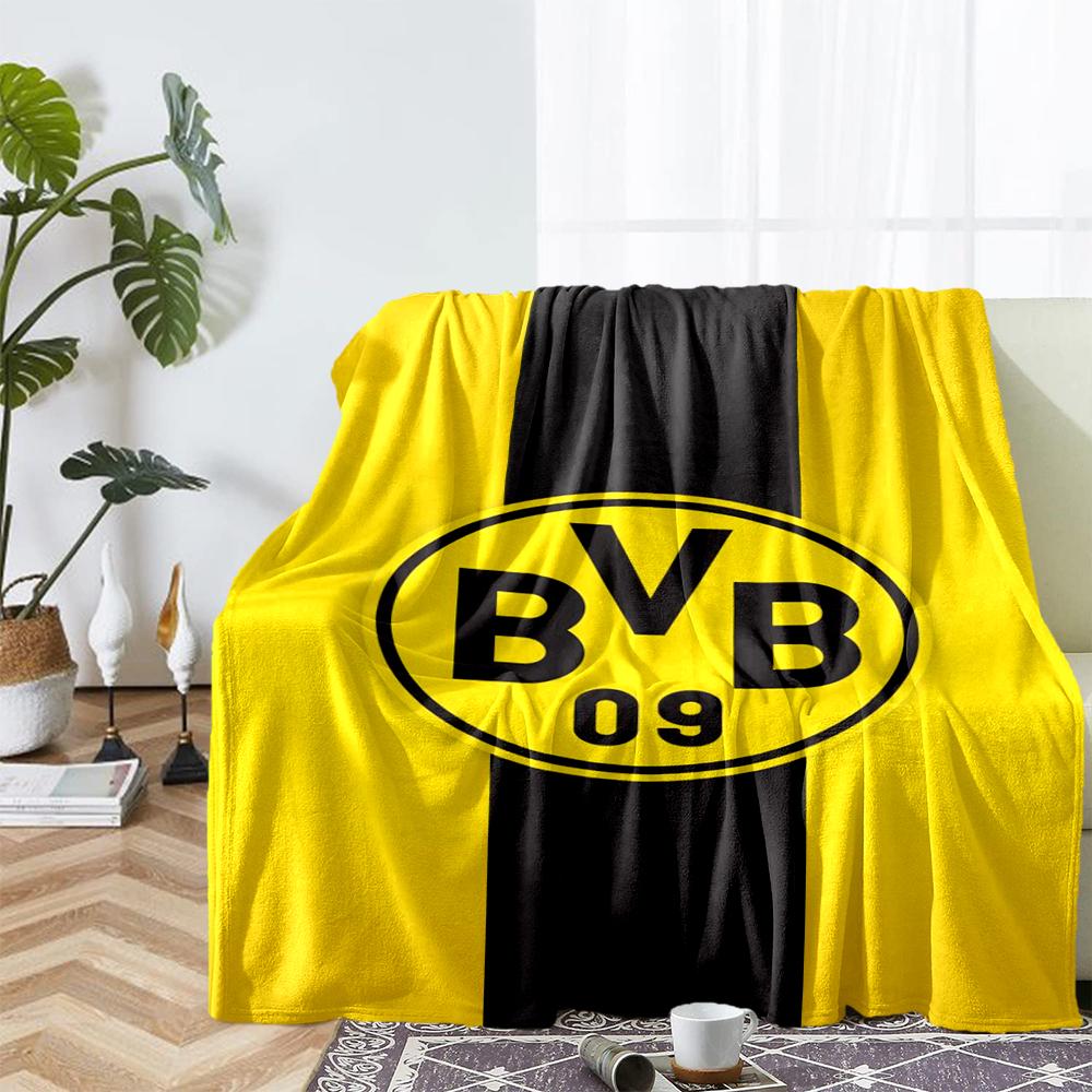 Borussia Dortmund Thema Bedruckte Decke - Perfekt für Sofa, Bett, Reisen & Outdoor-Nutzung | Maschinenwaschbar, Gemütlich & Langlebig.