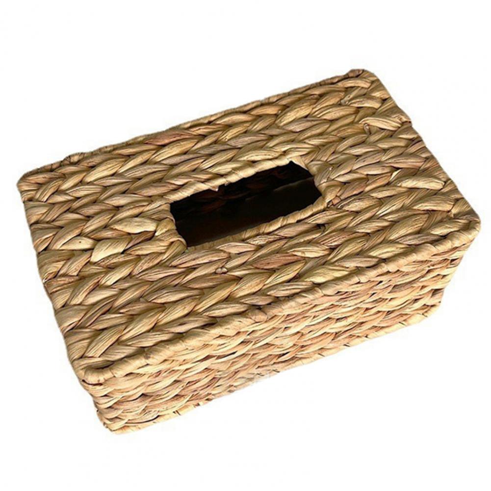 Tissue Box Holder Handmade Handwoven Water Hyacinth Tissue Box Holder Rustic Boho Natural Fiber Napkin Dispenser Set