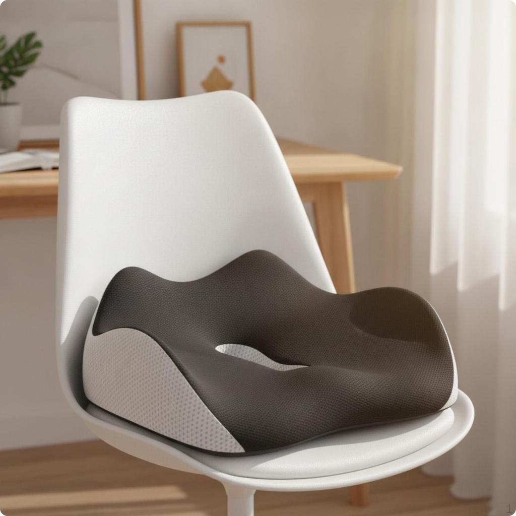 Contoured Memory Foam Seat Cushion | Breathable Textured Surface, Central Ventilation Opening,