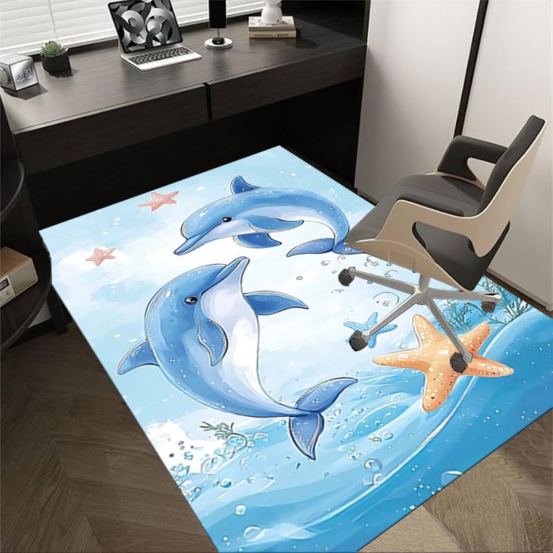 

1PC dolphins starfishes Non-Slip Floor carpet, Office, family, bedroom, Studio - Large Area Rug, Vibrant Colors, Longlasting Material-X418 60cm by 90cm