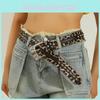 Print Leopard Fashion Pattern Rhinestone Metal Buckle Decoration Women Belt Wide
