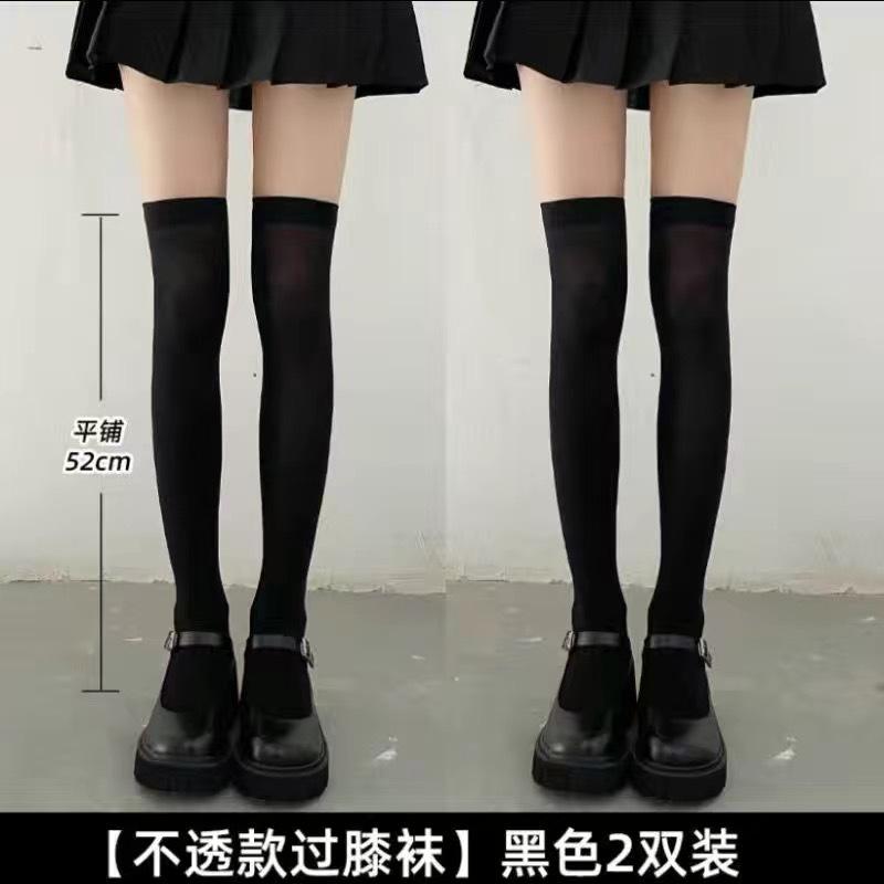 Knee socks spring and summer thin velvet leggings children's white stockings long tube black jk thigh high tube