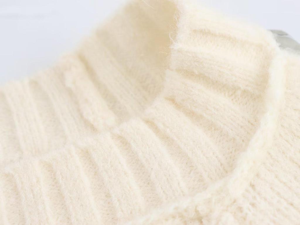 TAOP&ZA Women's Crew Neck Long Sleeve Knitted Pullover Sweater