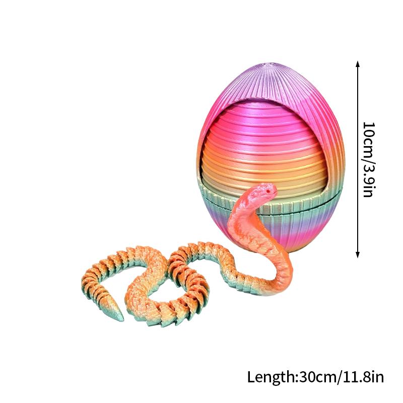 

3D-печатный набор яиц кобры, гибкая модель змеи, вращающееся, открывающееся, закрывающееся яйцо, фигурка, настольное украшение, детские игрушки, оригинальные подарки