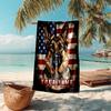 1PC Custom Name American Flag German Shepherd Beach Towel Highly Absorbent And Sand-Resistant Towel for Swimming, Pool, Yoga, And Travel Lightweight