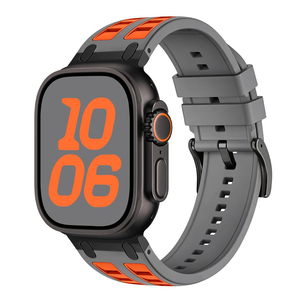 Metal Head Silicone Band for Apple Watch Ultra 3 49mm 46mm 42mm 45mm 44mm 40mm Rubber Strap for Iwatch Series 11 10 9 8 7 6 5 SE