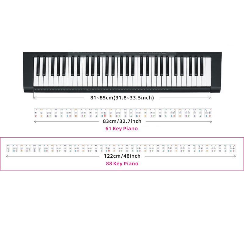 Piano Keyboard Stickers 88/61 Keys, Removable Music Notes Labels for Beginners, PVC Piano Key Labels, Silicone Piano Notes Guide