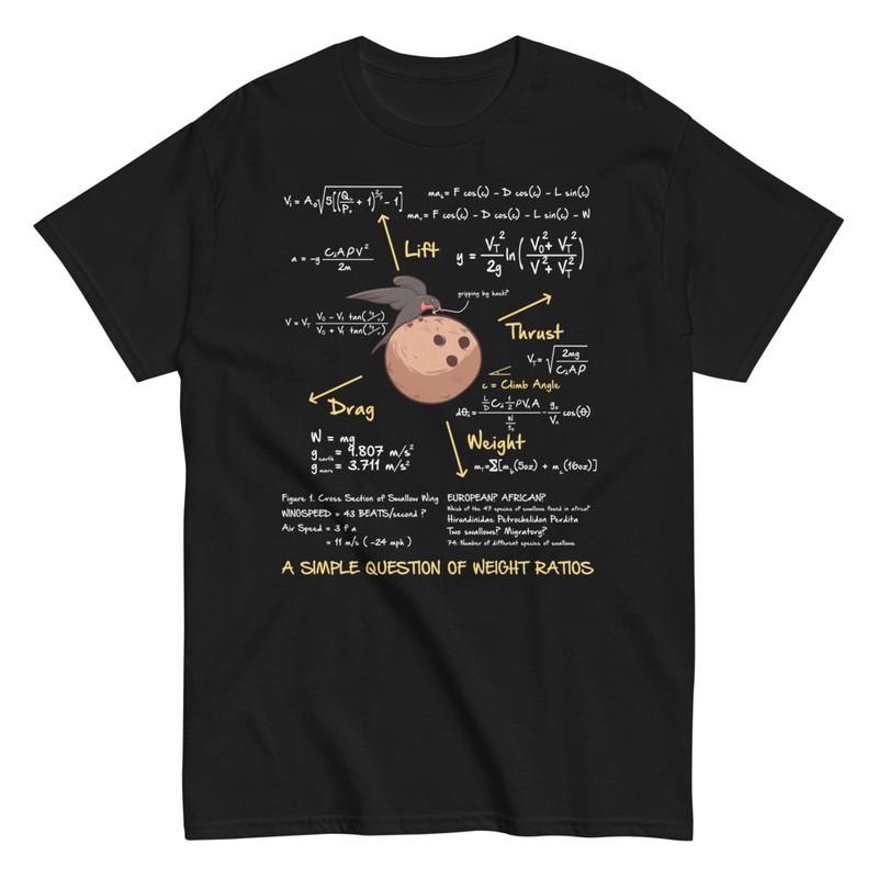 Weight Ratios Cotton Black Short Unisex T-Shirt M