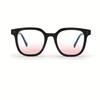 1Pair Stylish Black Frame Glasses with Pink toGradient Lenses Perfect for Natural Nude Makeup Looks Decorative Eyewear for Women