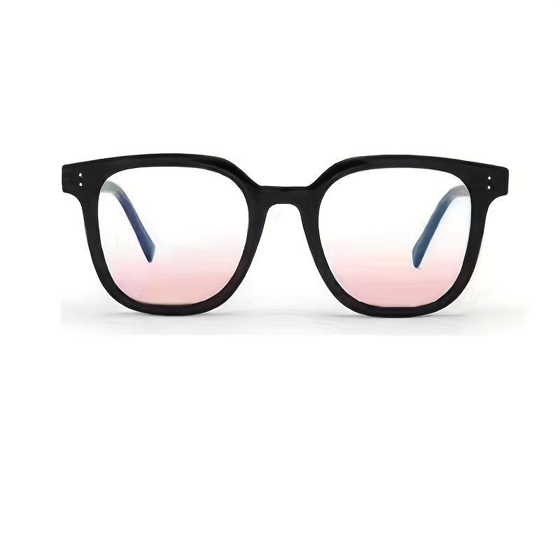 1Pair Stylish Black Frame Glasses with Pink toGradient Lenses Perfect for Natural Nude Makeup Looks Decorative Eyewear for Women
