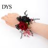 Elegant Floral Jewelry for Photoshoots Wrist Corsage, Black Burgundy Rose Corsage Wedding, Bridesmaid Mother, Niche Dark Style Costume Accessories