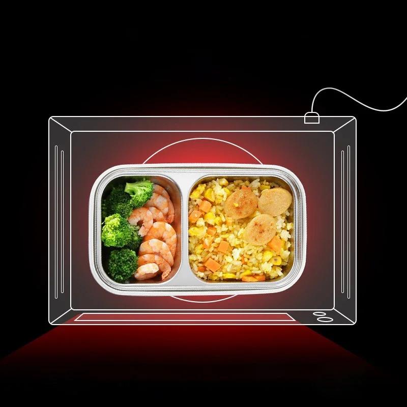 Stainless Steel Lunch Box 2 Layers Insulated Bento Box with Thermal Bag Microwavable Portable Food Container for Office School