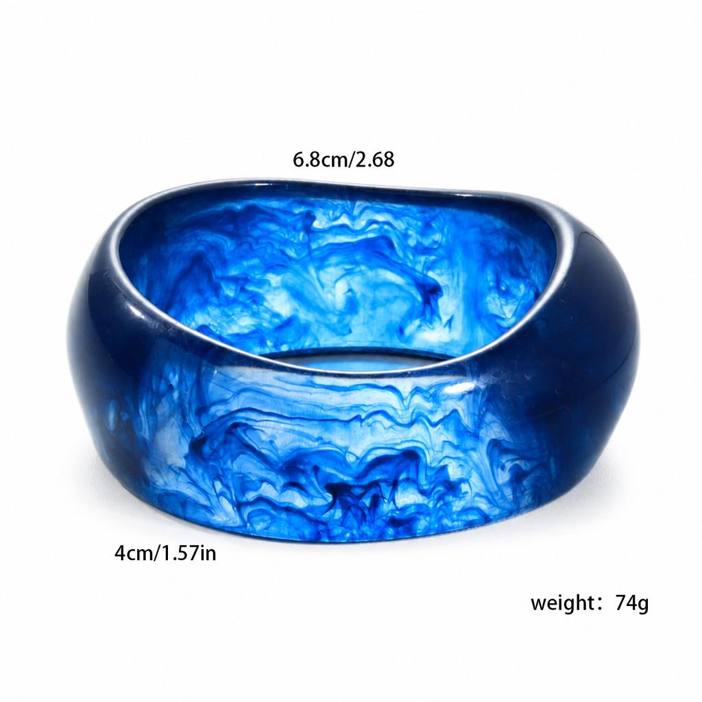 New wide version irregular resin bracelet female niche design smudging Japanese and Korean retro minimalist jewelry