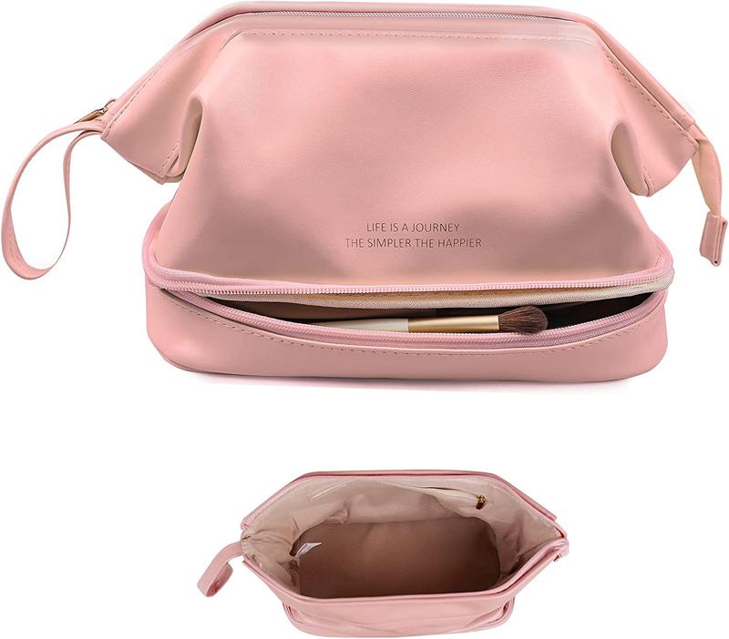 Portable Large Capacity PU Leather Zipper Makeup Women Bags Beauty Travel Make Up Organizer Storage Bath Toiletry Wash Bag