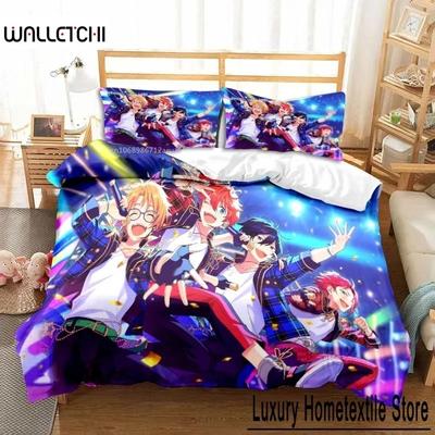 3D Anime Rocková Kapela Ensemble Stars Celoroční Dvoulůžková Ložní Souprava 3dílná Sada Přikrývky Povlečení na Postel Dvojitá Královská Povlak na Přikrývku