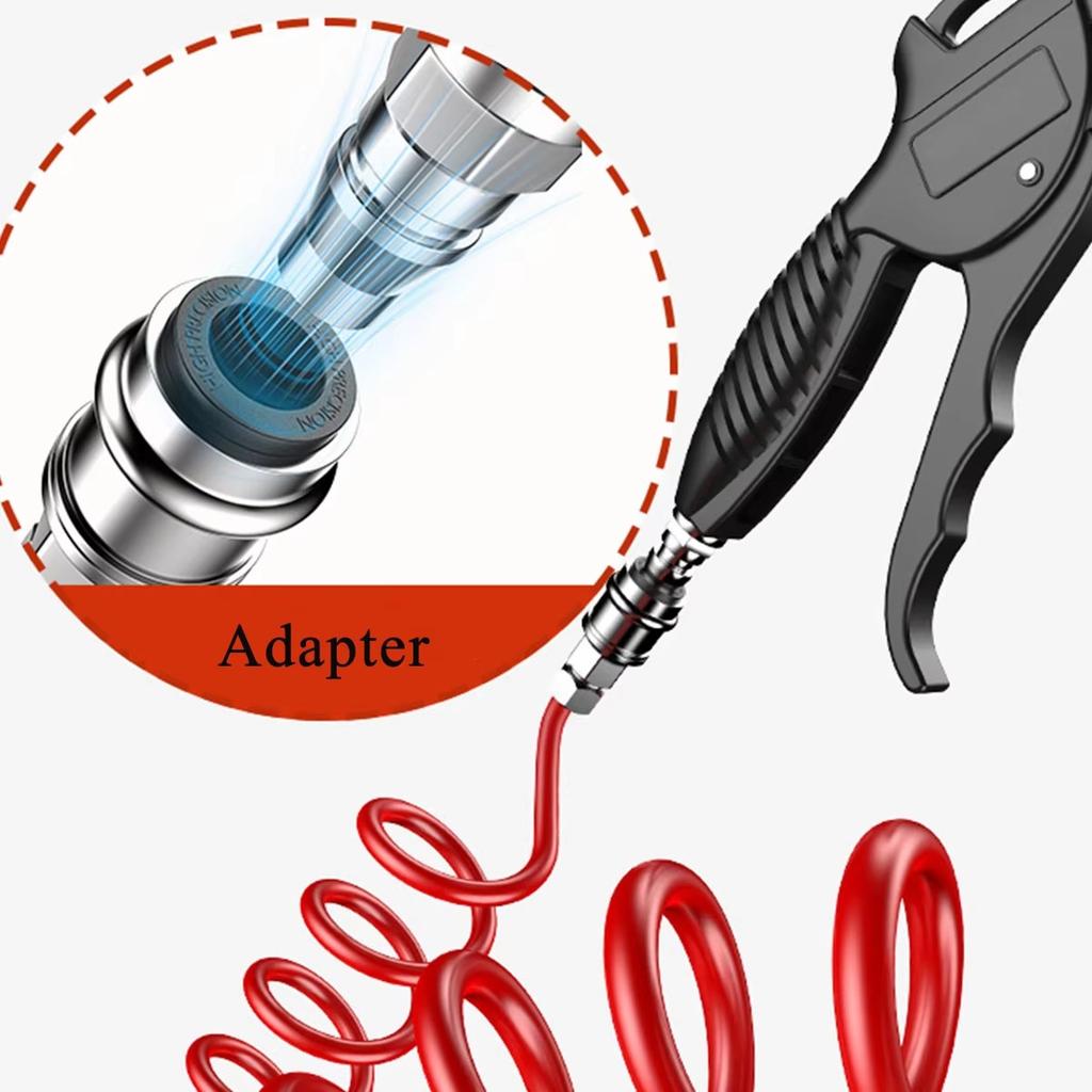 Pistolet do przedmuchiwania powietrzem, Pistolet do przedmuchiwania powietrzem o wysokim przepływie do kompresora z wygiętą pod kątem dyszą, Trzy kolory do wyboru, Długi typ