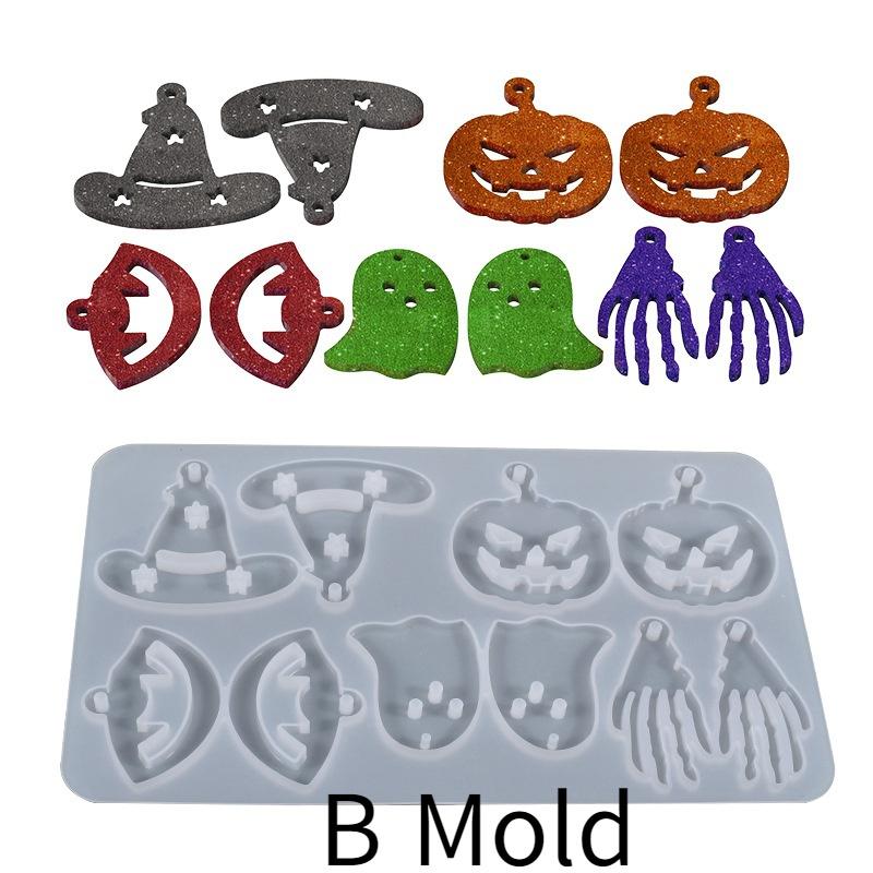 1 PC DIY Halloween Sammlung Anhänger Ohrringe Harz Form Kristall Silikon Form Epoxidharz handgemachten Schmuck LXY