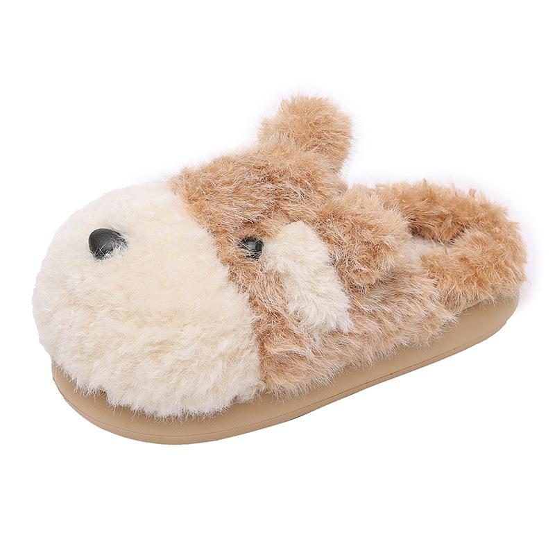 Mao Mao slippers women 2025 autumn and winter cute retro warm thick-soled half slippers cartoon color matching casual cotton slippers