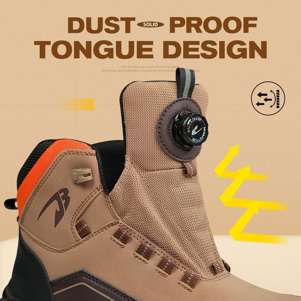 Botão giratório Sapatos de segurança masculinos Botas de trabalho Sapatos de biqueira de aço Sapatos à prova de perfuração Indestrutíveis Botas de segurança Sapatos de proteção