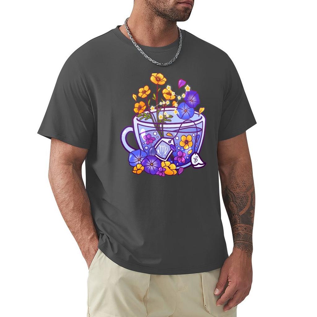 Virgo Zodiac Teacup T-Shirt Graphic Tee Shirt Blacks Anime Stuff Cheap Stuff Graphic T Shirts Men