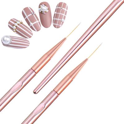 LINMANDA 3pcs Rose Gold Nail Liner Brush Nail Design Brushes Thin Nail Art Brush Liner Brush for Nail Art Nail Art Pens