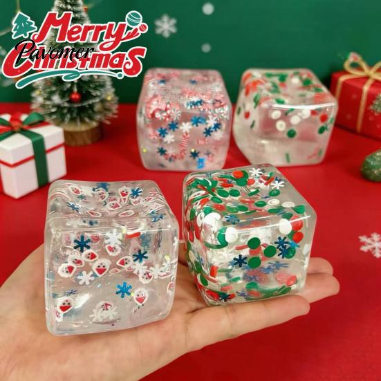 Stress Relief Cube Toys Christmas for Anxiety Relief, Clear Squeeze Fidget Transparent Toy Toy, Soft Stretchy Sensory Party Favors Stocking Stuffers