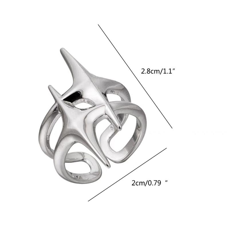 Hollow Awn Star Finger Rings Adjustable Open Rings Bohemian Star Joint Rings Hollow Awn Star Finger Rings for Women Girl