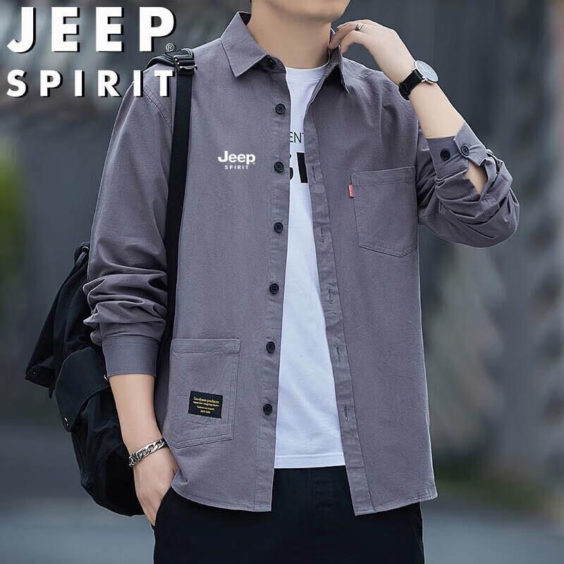 JEEP SPIRIT Men s Casual Turn-down Collar Shirt Jacket L