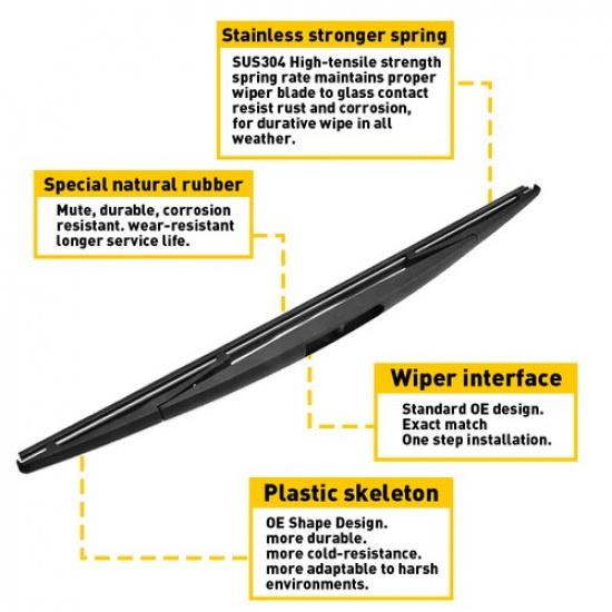 Rear Wiper Arm and Blade For Honda Odyssey 2011-2017 Back Windshield Wiper EV