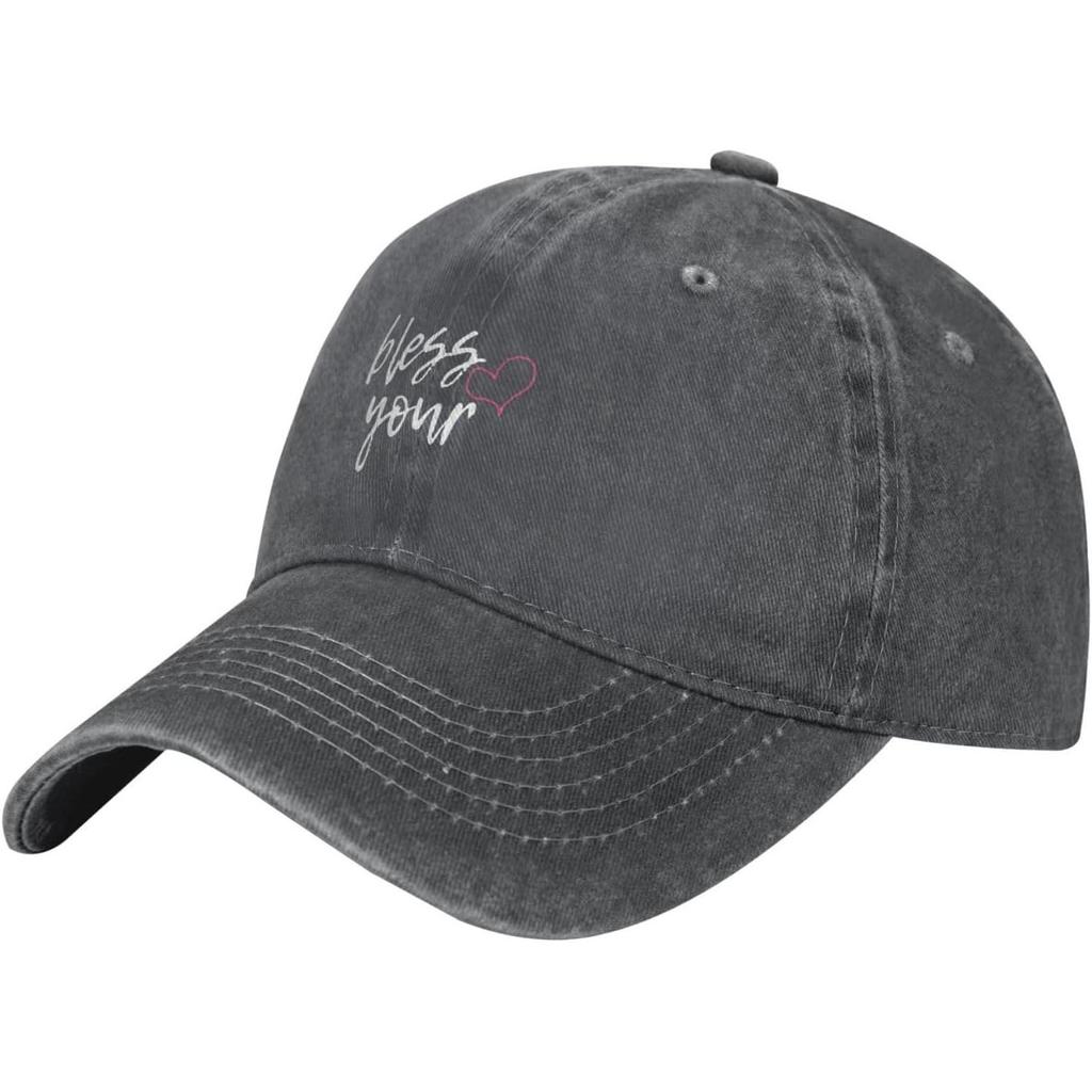 Bless Your Heart Washed Denim Baseball Cap Embroidered Casual Adjustable Dad Hat Unisex