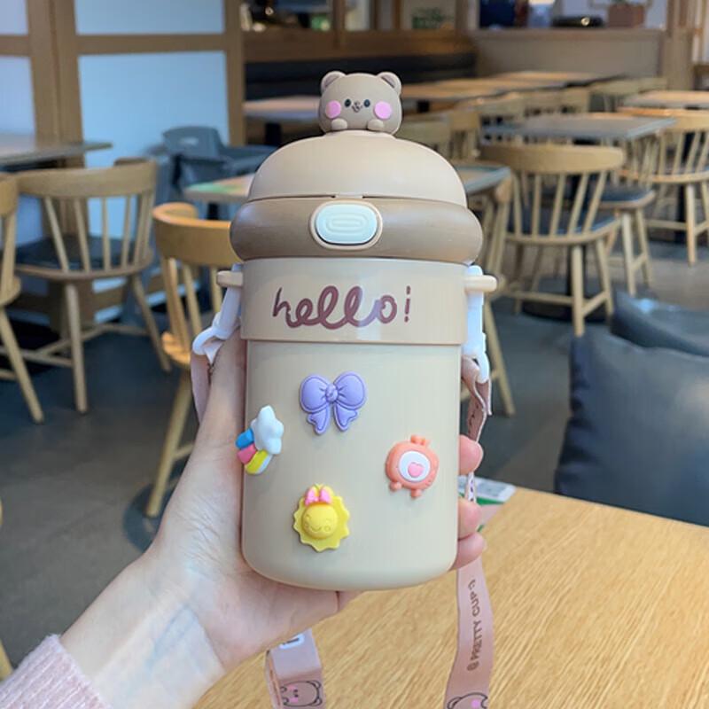 Детская портативная двухслойная стеклянная поилка