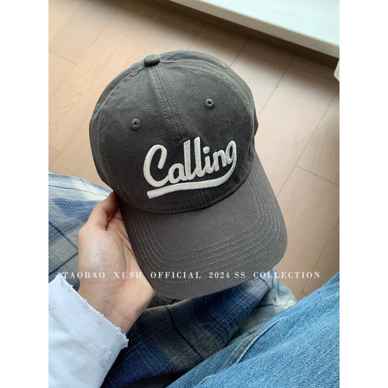 

Women s Korean New Letter Embroidered Baseball Cap American Retro Big Head Circumference Showing Small Deep Top Baseball Cap Men Adjustable