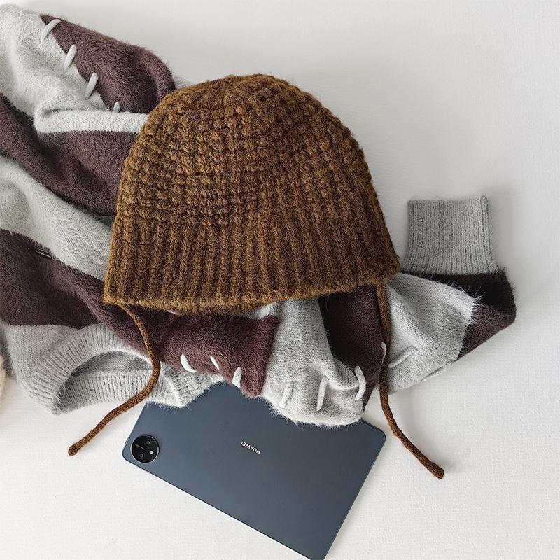 Maillard style~ autumn and winter versatile fisherman's hat children's warm ear protection wool knitted hat cold hat tide