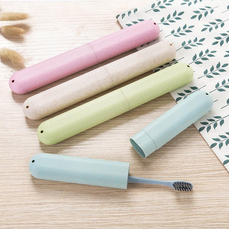 Home Wheat Straw Travel Toothbrush Box, Portable Toothbrush Case Storage Box, Wheat Straw Toothbrush Storage Box